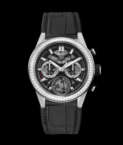 TAG Heuer Carrera Calibre Heuer 02T 45 Chronograph Tourbillon Titanium / Stainless Steel / Baguette / Alligator