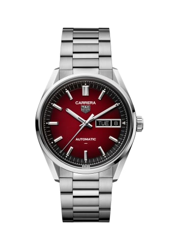 TAG Heuer Carrera Day Date Stainless Steel / Smokey Red / Bracelet