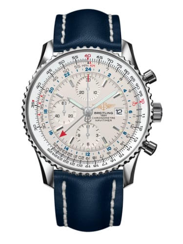 Breitling Navitimer World Stainless Steel / Silver / Calf / Pin
