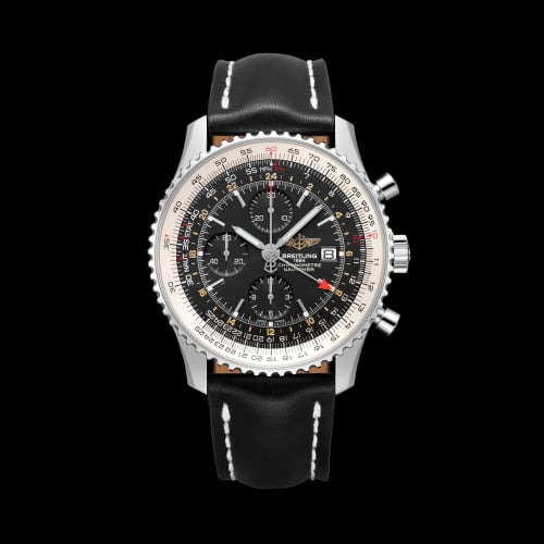 Breitling Navitimer World Stainless Steel / Black / Calf / Pin