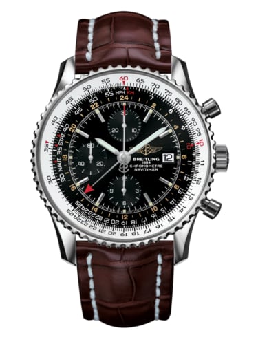 Breitling Navitimer World Stainless Steel / Black / Croco / Pin