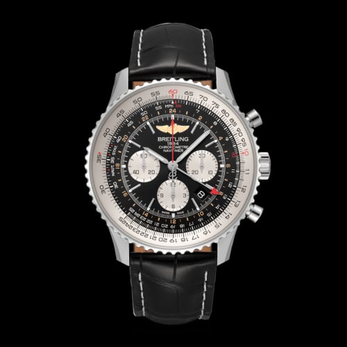 Breitling Navitimer GMT Stainless Steel / Black / Croco / Pin