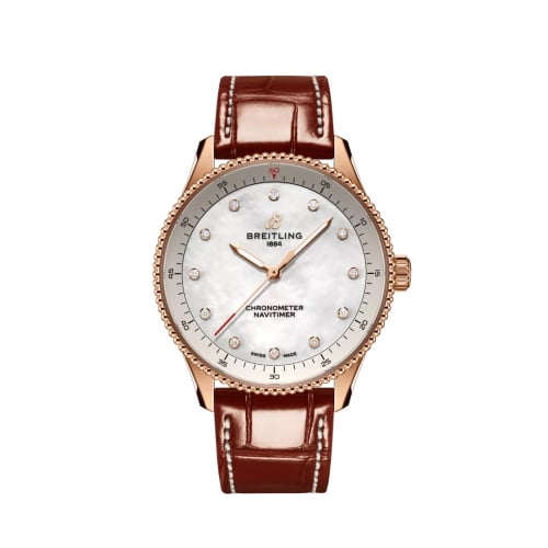 Breitling Navitimer Quartz 32 Red Gold / MOP / Croco / Pin