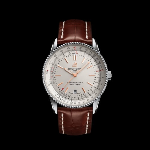 Breitling Navitimer Automatic 41 Automatic Stainless Steel / Silver / Croco / Pin
