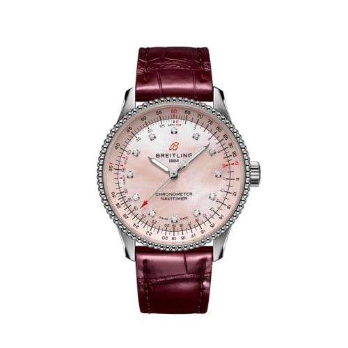 Breitling Navitimer 1 35 Automatic Stainless Steel / Pink MOP / eComm / Croco