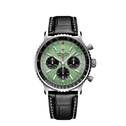 Breitling Navitimer B01 Chronograph 43 Stainless Steel / Mint Green / Alligator - Folding
