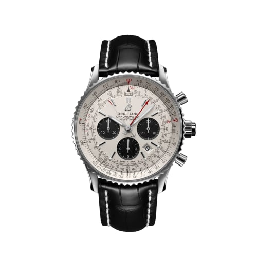 Breitling Navitimer Rattrapante Stainless Steel / Silver / Alligator / Folding