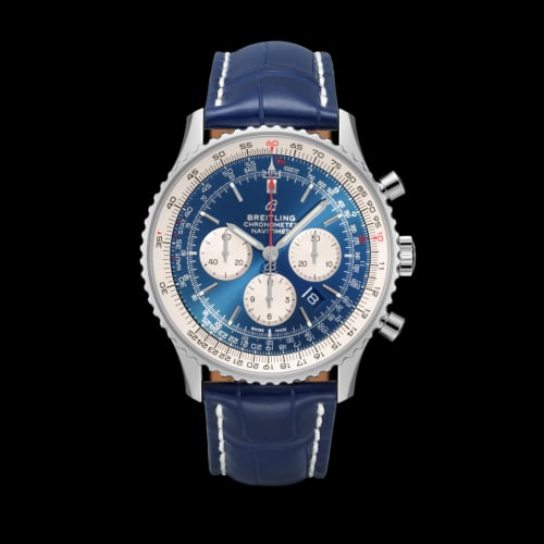 Breitling Navitimer 1 B01 Chronograph 46 Stainless Steel / Aurora Blue / Croco / Pin