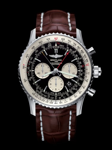 Breitling Navitimer Rattrapante Stainless Steel / Black / Croco / Folding