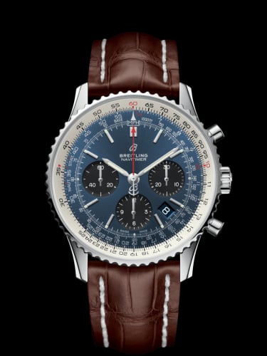Breitling Navitimer 1 B01 Chronograph 43 Stainless Steel / Blue / Croco / Folding