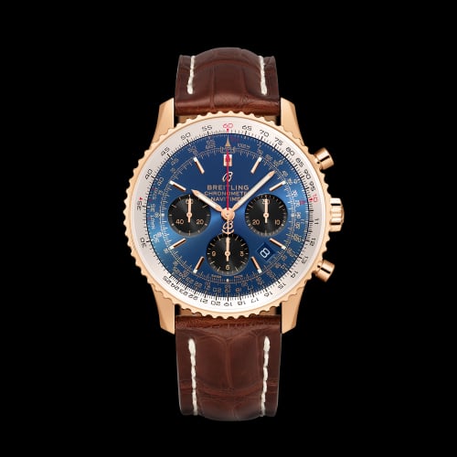 Breitling Navitimer 1 B01 Chronograph 43 Red Gold / Blue / Croco / Folding