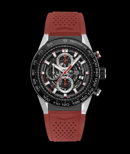 TAG Heuer Carrera Calibre Heuer 01 45 Stainless Steel / Skeleton / Rubber / Red Touch