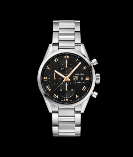 TAG Heuer Calibre 16 41 Stainless Steel / Black - Roman / Bracelet