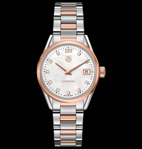 TAG Heuer Carrera Lady Quartz 32 Stainless Steel / Rose Gold / MOP - Diamond / Bracelet