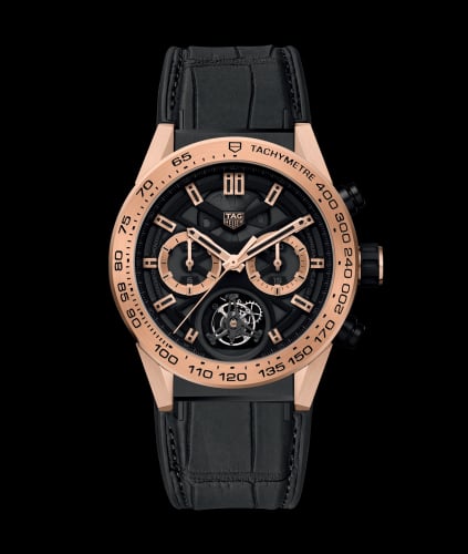 TAG Heuer Carrera Calibre Heuer 02T 45 Chronograph Tourbillon Titanium / Rose Gold / Alligator