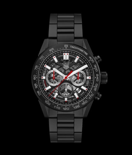 TAG Heuer Carrera Calibre Heuer 02 45 Black Ceramic / Skeleton / Bracelet