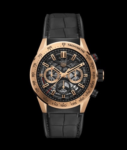 TAG Heuer Carrera Calibre Heuer 02 45 Rose Gold / Skeleton / Alligator