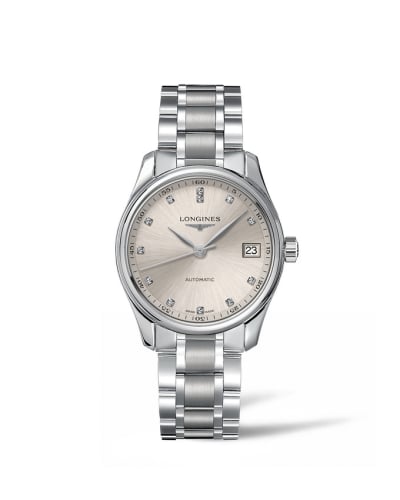 Longines Master Collection Date 34 Stainless Steel / Beige - Diamond / Bracelet