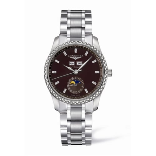 Longines Master Collection Calendar 36 Stainless Steel / Diamond / Brown MOP / Bracelet