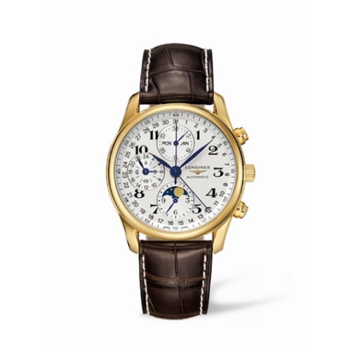 Longines Master Collection 40 Chronograph Calendar Yellow Gold / Silver / Strap