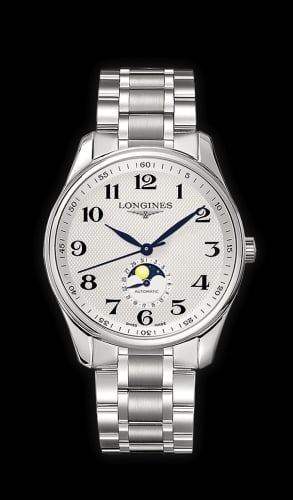 Longines Master Collection 42 Moonphase Stainless Steel / Silver-Arabic / Bracelet