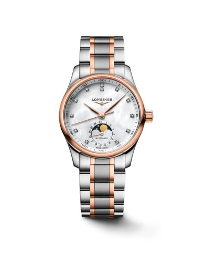 Longines Master Collection 34 Moonphase Stainless Steel - Pink Gold / MOP / Bracelet