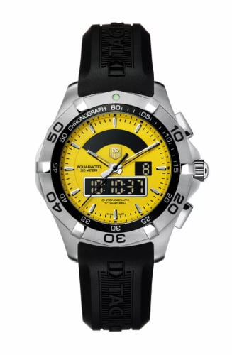 TAG Heuer Aquaracer 300M Chronotimer Stainless Steel / Yellow / Rubber