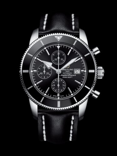 Breitling Superocean Heritage II 46 Chronograph Stainless Steel / Black / Black / Calf / Folding