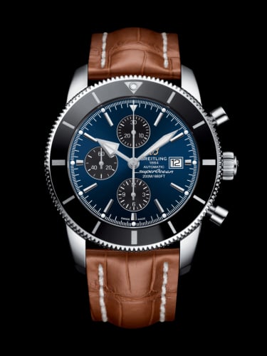 Breitling Superocean Heritage II 46 Chronograph Stainless Steel / Black / Blue / Croco / Pin