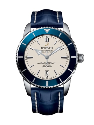 Breitling Superocean Heritage II 46 Stainless Steel / Blue / Silver / Croco / Pin
