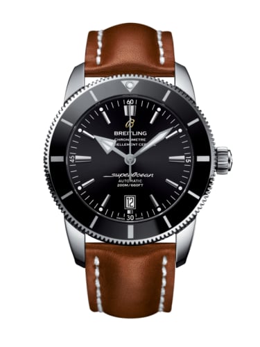 Breitling Superocean Heritage II 46 Stainless Steel / Black / Black / Calf / Pin