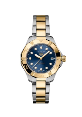 TAG Heuer Aquaracer Professional 200 Solargraph 34 Stainless Steel - Yellow Gold / Blue - Diamond