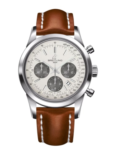 Breitling Transocean Chronograph Stainless Steel / Panda / Calf / Pin