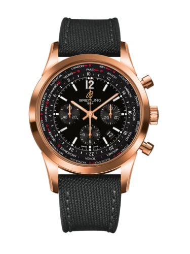 Breitling Transocean Chronograph Unitime Pilot Red Gold / Black / Military