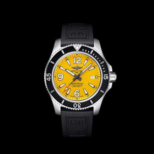 Breitling Superocean 44 Stainless Steel / Yellow / Rubber - Folding