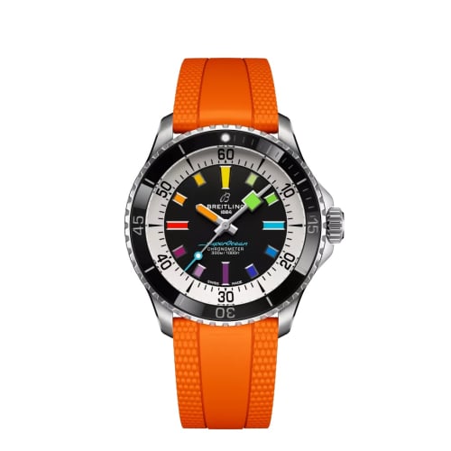 Breitling SuperOcean Automatic 42 Stainless Steel / Black - Rainbow / Rubber