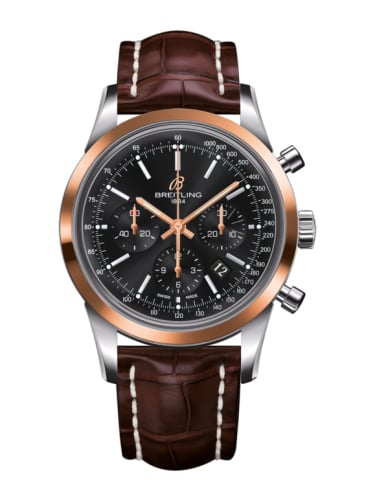 Breitling Transocean Chronograph Stainless Steel Red Gold / Black / Croco