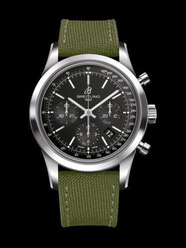 Breitling Transocean Chronograph Stainless Steel / Black / Military / Pin