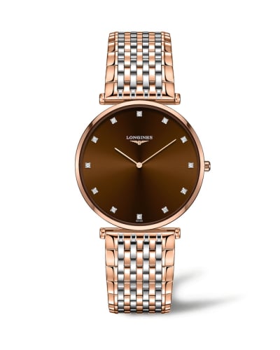 Longines La Grande Classique Quartz 37 Stainless Steel / Red Gold PVD / Brown