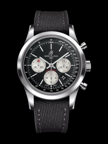 Breitling Transocean Chronograph Stainless Steel / Reverse Panda / Military / Pin
