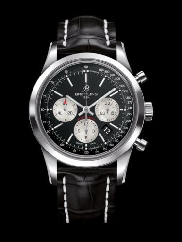 Breitling Transocean Chronograph Stainless Steel / Reverse Panda / Croco / Folding