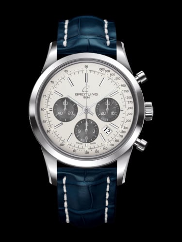 Breitling Transocean Chronograph Stainless Steel / Panda / Croco / Folding