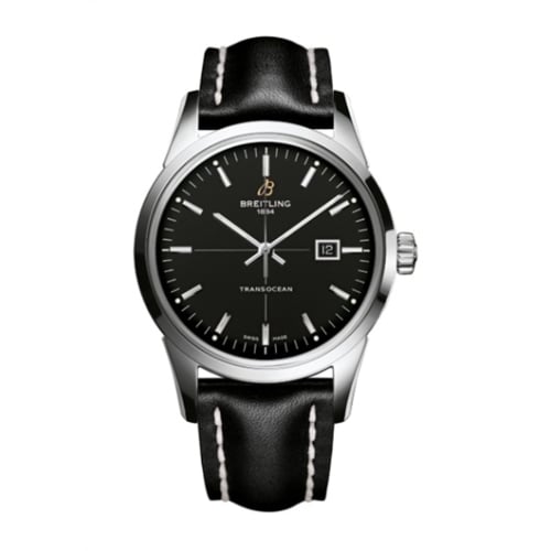 Breitling Transocean Date Stainless Steel / Black / Calf / Pin