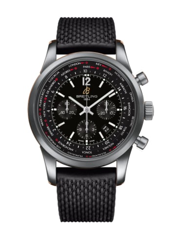 Breitling Transocean Chronograph Unitime Pilot Stainless Steel / Black / Rubber