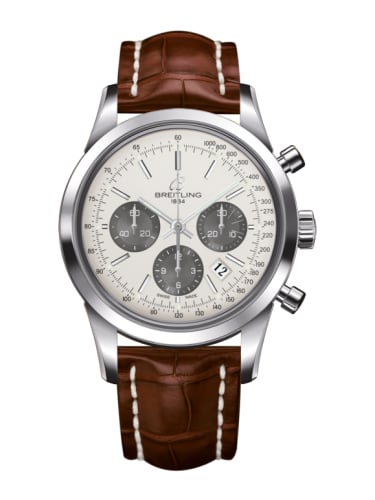 Breitling Transocean Chronograph Stainless Steel / Panda / Croco / Pin