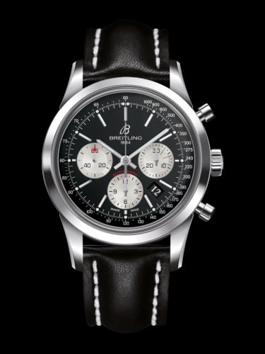 Breitling Transocean Chronograph Stainless Steel / Reverse Panda / Calf / Folding