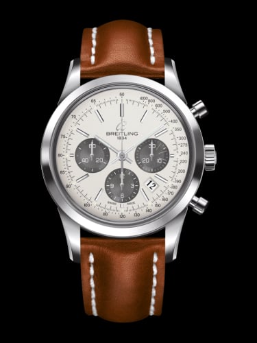 Breitling Transocean Chronograph Stainless Steel / Panda / Calf / Folding