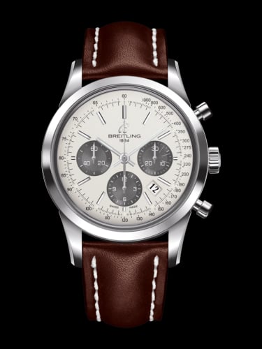 Breitling Transocean Chronograph Stainless Steel / Panda / Calf / Folding