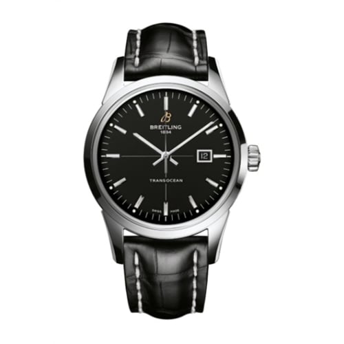 Breitling Transocean Date Stainless Steel / Black / Croco / Pin