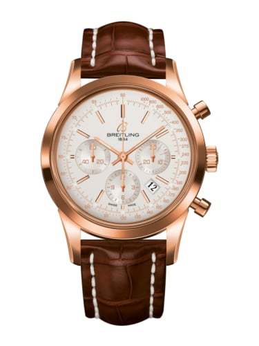 Breitling Transocean Chronograph Red Gold / Silver / Croco